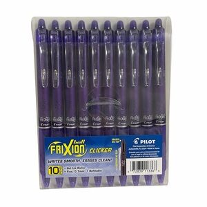 Pilot, FriXion Clicker Erasable Gel Pens, Fine Point 0.7 mm, Pack of 10